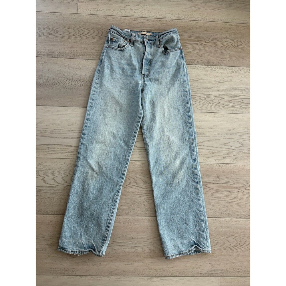 Levis Ribcage Straight Ankle Jeans Blue High Rise Button Fly Womens W26 L29
